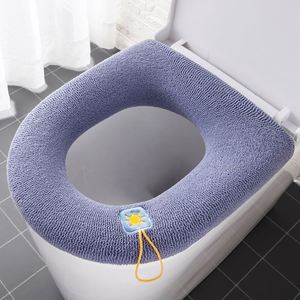 Housse de siège de toilette et coussin en coton épais, doux, plus chaud, extensible, lavable et écologique, en une seule pièce - Product Image 3