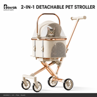 Poussette pliable légère en métal rose doré à 4 roues pour chats et chiens, landau de voyage détachable toutes saisons
