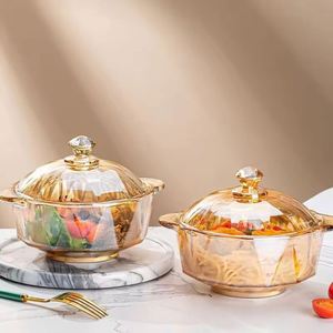Vente en gros de casseroles et accessoires de cuisine, pot de cuisson transparent personnalisé en verre avec couvercle - Product Image 3