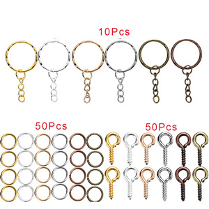 Kit de matériaux pour anneaux d'ouverture de porte-clés, 10 maillons de chaîne, 50 vis à œillet, 50 pièces pour la fabrication de bracelets, accessoires de bijouterie - Product Image 4