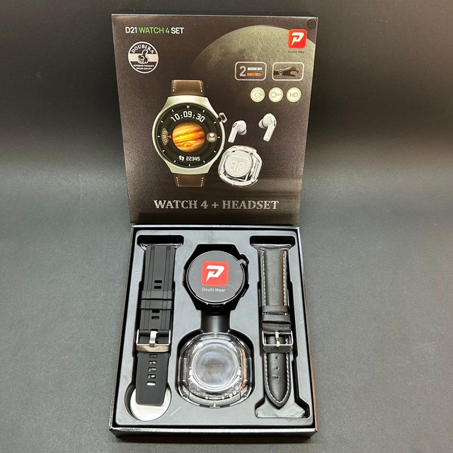 New D21 Watch4 SET with Round Screen Smart Watch HD Wireless Charging Steel Multi-Strap 7 1 Hand Android Operation System