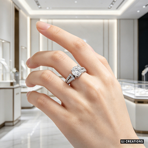 Anillo de Boda Personalizado de Oro Sólido S925/10K/14K/18K con Diamante Cultivado en Laboratorio de Un Quilate, Corte Brillante, Calidad VVS-VS, para Fiesta - Product Image 3