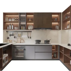 Fabbrica RTA unità di cucina Morden alloggiamento mobili da cucina in legno massiccio MDF HDF pannelli di particelle di compensato modulare mobili da cucina