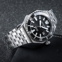 Montres de plongée OEM avec logo personnalisé, mouvement Miyota 8215, acier inoxydable 316L, montre automatique mécanique luminescente 100m pour hommes