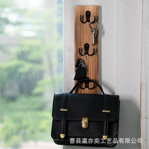 Solid Wood <b>Wall</b> <b>Hook</b> Rack <b>Key</b> Organizer 4 <b>Hooks</b> Vertical Retro Style Entryway Storage - Product Image 3
