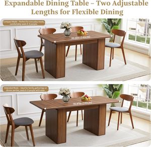 <span class=keywords><strong>Table</strong></span> à manger extensible moderne en noyer avec base double cannelée - Product Image 5
