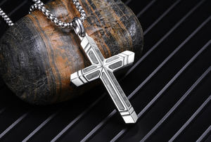 Joyería de meteorito Tizti, venta al por mayor, <span class=keywords><strong>collar</strong></span> de meteorito de piedras preciosas naturales con incrustaciones de Cruz de acero inoxidable, <span class=keywords><strong>collar</strong></span> con colgante para hombre - Product Image 4