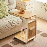 Table d'appoint moderne en bois pour canapé avec étagère inférieure pratique et poche de rangement, mobilier de maison