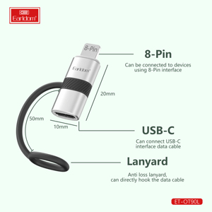 Earldom USB Type C อะแดปเตอร์สำหรับผู้หญิง OTG ถึง8-Pin iOS อะแดปเตอร์สายแปลงข้อมูลสำหรับ iPhone iPad ชาร์จเร็วตัวแปลง OTG - Product Image 2