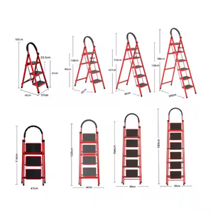 JZA 3 4 5 6 <span class=keywords><strong>7</strong></span> 8 échelons en acier rouge blanc noir échelle domestique échelle pliante portable - Product Image 2