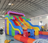 Toboggan aquatique gonflable commercial avec piscine, toboggan rebondissant pour enfants, jouets d'été d'extérieur, gonflables