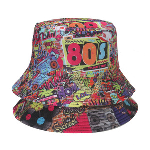 Chapeaux Bob Vintage Années <span class=keywords><strong>80</strong></span> 90, Chapeau Pare-Soleil Style <span class=keywords><strong>Musique</strong></span> Rock, Imprimé Double Face, Chapeau de Pêcheur pour Femmes et Hommes, Fête Disco - Product Image 4