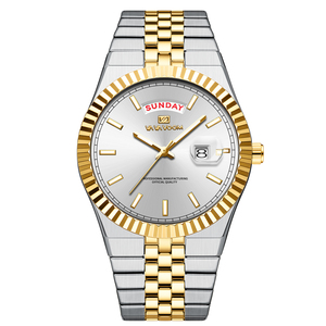 นาฬิกาข้อมือผู้ชายดีไซน์หรูหรา ระบบออโตเมติก หน้าปัดแสดงเวลาสองระบบ 24 ชั่วโมง พร้อมช่องแสดงปฏิทินรายปี ฝาหลังแบบโชว์กลไก ขอบตัวเรือนแบบฟลูเต็ด - Product Image 2