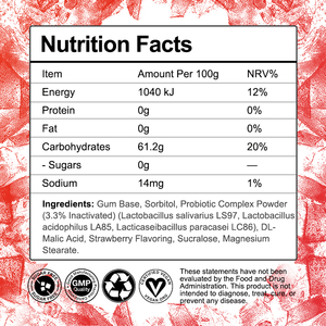 Gommes Probiotiques Tendance 2026, Complément de Santé Avancé et Suppléments Nutritionnels au Goût Fraise pour une Haleine Fraîche - Product Image 2