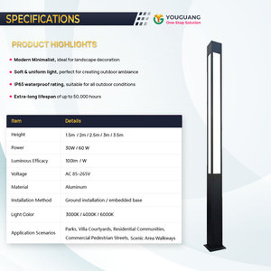Factory Customization IP65 AC Led Street <strong>Light</strong> 30w 60w Aluminum Profile Lamp <strong>Pole</strong> 3m 4m for Yard Pathway Lawn Driveway Lighting - Product Image 3
