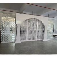 Toile de fond de mariage en PVC sculpté de style marocain, miroir argenté personnalisé ZKAI ; Toile de fond de mariage indien