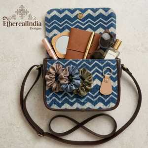 Handmade Rug Fabric Box Sling Bag Block Print Boho Shoulder Bag Rexine Vegan Leather <b>Small</b> <b>Purse</b> - Product Image 3