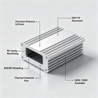 Boîtier d'amplificateur de puissance RF en aluminium usiné sur mesure par CNC, dissipateur thermique pour station de base 5G, pièces OEM de cavité RF pour télécommunications