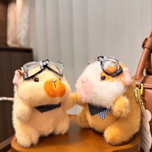 Porte-clés en peluche cochon d'Inde avec lunettes, jouet en peluche doux, breloque de sac, forme 3D, couleurs beige et marron - Product Image 4
