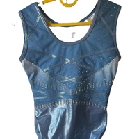Justaucorps de gymnastique sans manches pour filles, bleu mystique, haute qualité, en Spandex/Nylon, imprimé par décharge