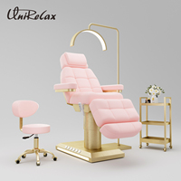 Camilla de Masaje Eléctrica Ajustable de PVC Rosa Personalizada para Salón de Belleza, Cama Curva para Tratamientos Faciales y de Pestañas con Espuma de Alta Densidad
