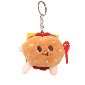 Personnalisé mignon en peluche frites Hamburger pain porte-clés sac poupée jouet en gros - Product Image 5