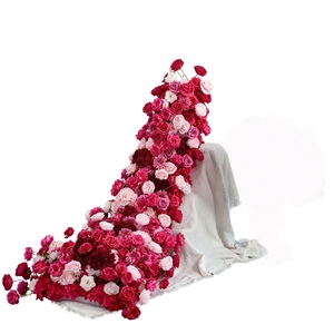 Composizione Floreale Artificiale <span class=keywords><strong>Rosa</strong></span> Madder Pink a Cascata, Decorazione per Palco Matrimoniale, Vendita Calda - Product Image 5