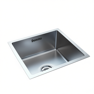 Fregadero de Cocina de Acero Inoxidable Domino, Doble Cubeta Rectangular, Diseño Moderno para Instalar Bajo Encimera, Fácil de Limpiar - Product Image 1