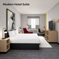 Modernes Hotel-Schlafzimmer-Möbelset Plattformbett Nachttisch TV-Schrank Schreibtisch Stuhl Suite Gastgewerbe-Projekt
