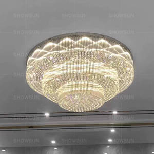 Grand <span class=keywords><strong>lustre</strong></span> rond en cristal pour hôtel, décoration d'intérieur moderne à 3 couches Projet personnalisé en or <span class=keywords><strong>Lustre</strong></span> luxueux pour grande salle de banquer - Product Image 5