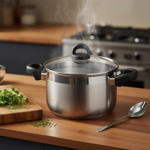 Olla para carne de turmalina de 3.0L de acero inoxidable con tapa de vidrio para cocinar - Product Image 3