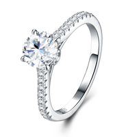 Bagues en Moissanite de Luxe pour Femme en Argent Sterling S925 avec Pierres Latérales Pavées – Tendance Mariage et Fiançailles