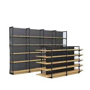 ชั้นวางสินค้าแบบกอนโดลาลายไม้สั่งทำพิเศษสำหรับซูเปอร์มาร์เก็ต พร้อมอุปกรณ์โลหะสำหรับจัดแสดงสินค้า - Product Image 3