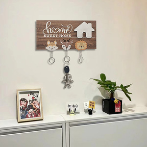 New cross-border product: Wooden <b>key</b> <b>rack</b> <b>for</b> entryway decoration, detachable wooden keychain. - Product Image 2