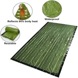 Sac de couchage de survie en <span class=keywords><strong>film</strong></span> d'aluminium PE, sac de bivouac thermique d'urgence, imperméable, coupe-vent, équipement de survie pour le camping en plein air, premiers secours - Product Image 2