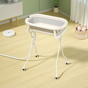 Support pliable à roulettes pour <span class=keywords><strong>baignoire</strong></span> bébé, <span class=keywords><strong>hauteur</strong></span> réglable, support mobile pour <span class=keywords><strong>baignoire</strong></span> bébé avec roues - Product Image 3