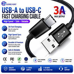 Cable USB-A a USB-C LUNG KAY 3A de 6 pies, Cable de Carga Rápida con Trenzado de Nailon Resistente, Sincronización de Datos de 480 Mbps para Tablet, Smartphone y Banco de Energía - Product Image 1