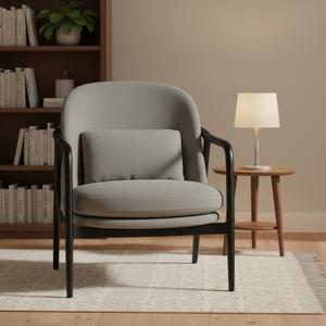 Fauteuil lounge ergonomique moderne et durable, fait main, avec pieds en bois et revêtement en polyester, pour hôtel et salon, fabriqué en Indonésie - Product Image 3