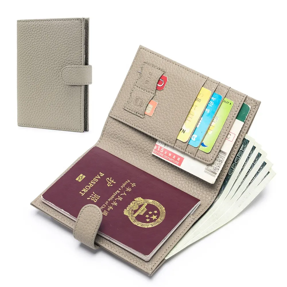 Logo personalizzato passaporto finder portafoglio RFID blocco del passaporto in vera pelle portafoglio da viaggio sim pocket pin e passaporto