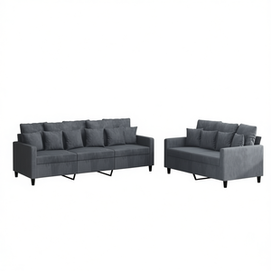 Set Divano per Soggiorno in Tessuto Grigio Scuro, Design Contemporaneo Moderno - Product Image 1