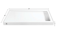 Base de douche rectangulaire moderne en acrylique KMRY 60 x 32 pouces, garantie de 2 ans, installation facile, installation sur site, options de drainage, bac