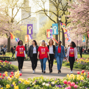 Camiseta de Mujer Comfort Colors, Roja, Cuello Redondo, Manga Corta, 100% Algodón, Estampado 'Strength Looks Different' para el Día Internacional de la Mujer - Product Image 2