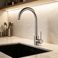Robinet de cuisine moderne à poignée unique en acier inoxydable 304, robinet mélangeur pour évier, adapté aux hôtels et appartements