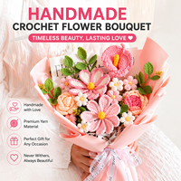 Bouquet de fleurs artificielles en crochet fait main, élégant et romantique, rose et marguerite mélangées, pour la fête des mères, décoration