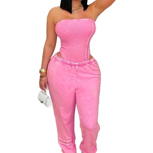 ชุดจั๊มสูทผู้หญิงแบบสลิมฟิตทรงหลวม แต่งสม็อค ลุคเก่าแบบวินเทจ พร้อมกางเกงขายาวรูดเชือก ชุดเซ็ต 2 ชิ้น แฟชั่น - Product Image 1