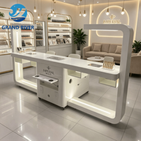 Table de manucure double Grandriver Beauty Salon avec lampe et tiroirs – Poste de travail de luxe pour technicienne ongulaire