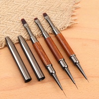 2025 élégant double tête constructeur Gel brosse ovale rond Premium brun bois de santal poignée Liner brosse Nail Art pour les longues lignes
