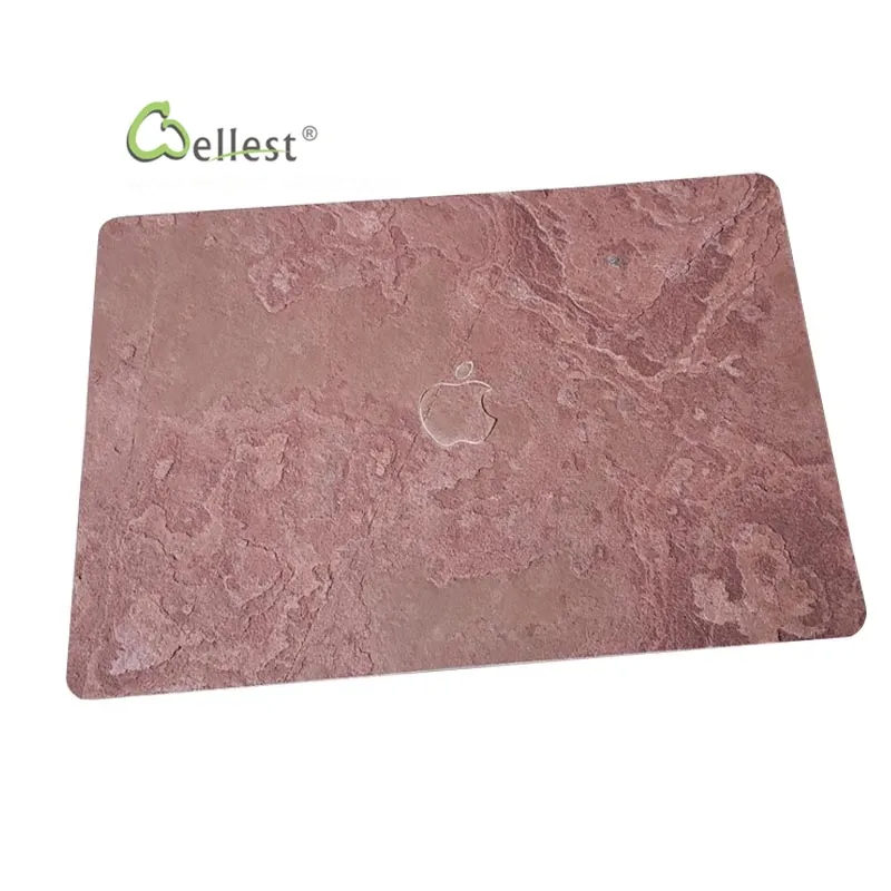 Wholesales price Ultra-thin stone protection Natural Real Stone Laptop Cover/Skin MacBook red Cover