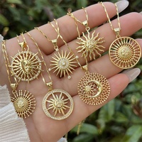 Collier soleil plaqué or 18 carats avec zircons multiples, style couple, classique et minimaliste