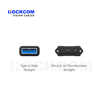 Kabel penglihatan lurus USB3.0, tipe-a ke micro-b dengan sekrup jempol untuk kamera industri kabel USB3.0